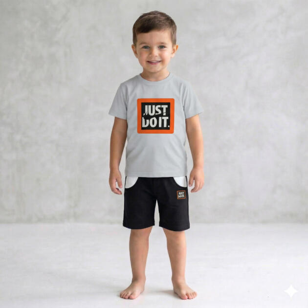 Just do It T-shirt & Short [ White & Black ]