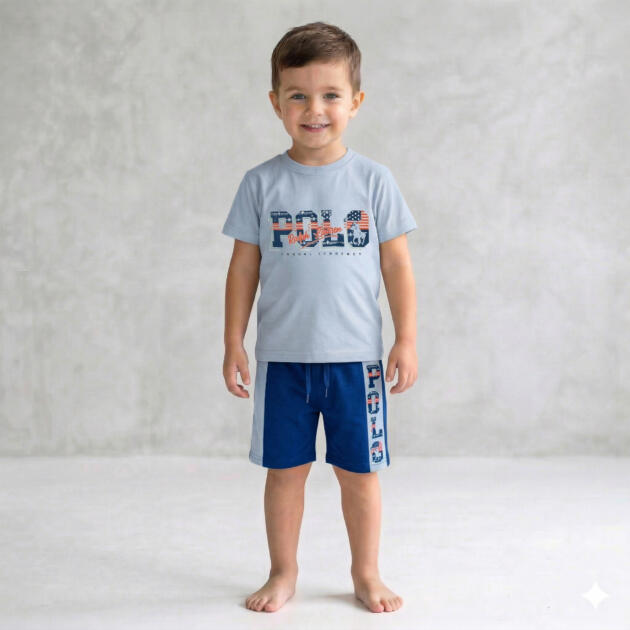 Polo T-shirt & Short [ Sky Blue ]