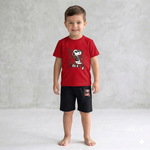 Snoopy T-shirt & Short [ Red ]