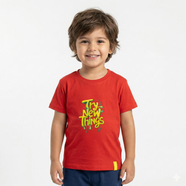Try new things T-shirt 2 piece [ Red ]